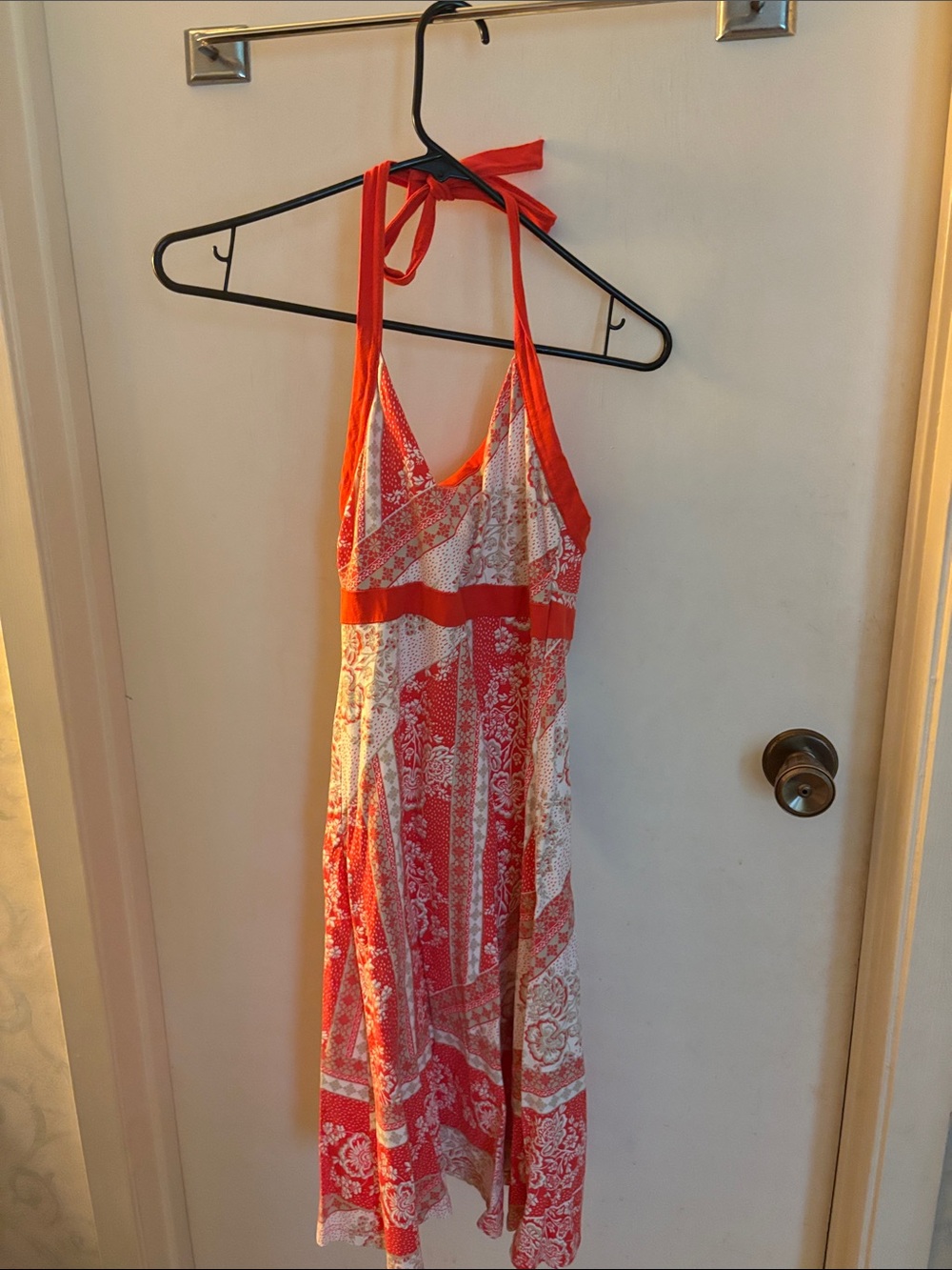 Patagonia Red and White Backless Halter Dress